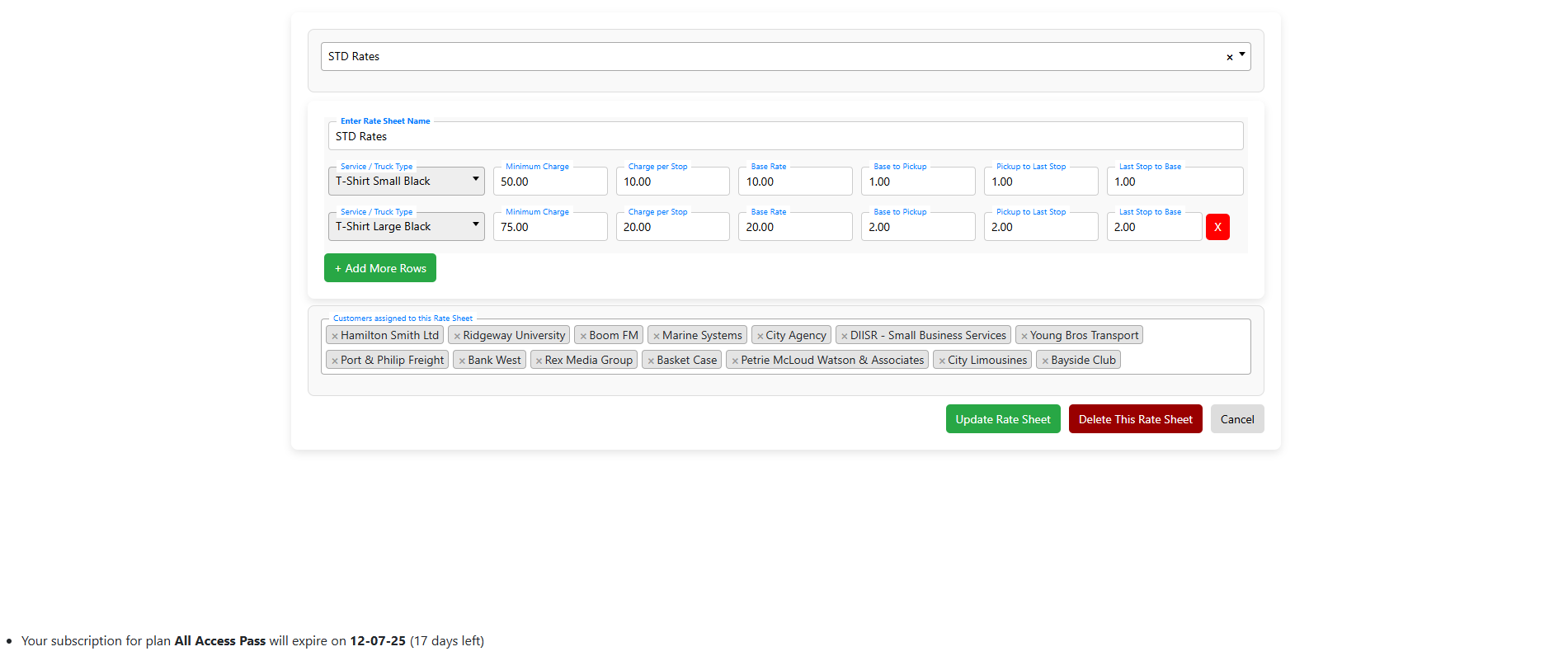 Rates Page Screenshot