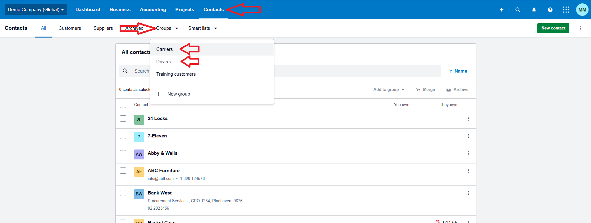 Create Xero Groups