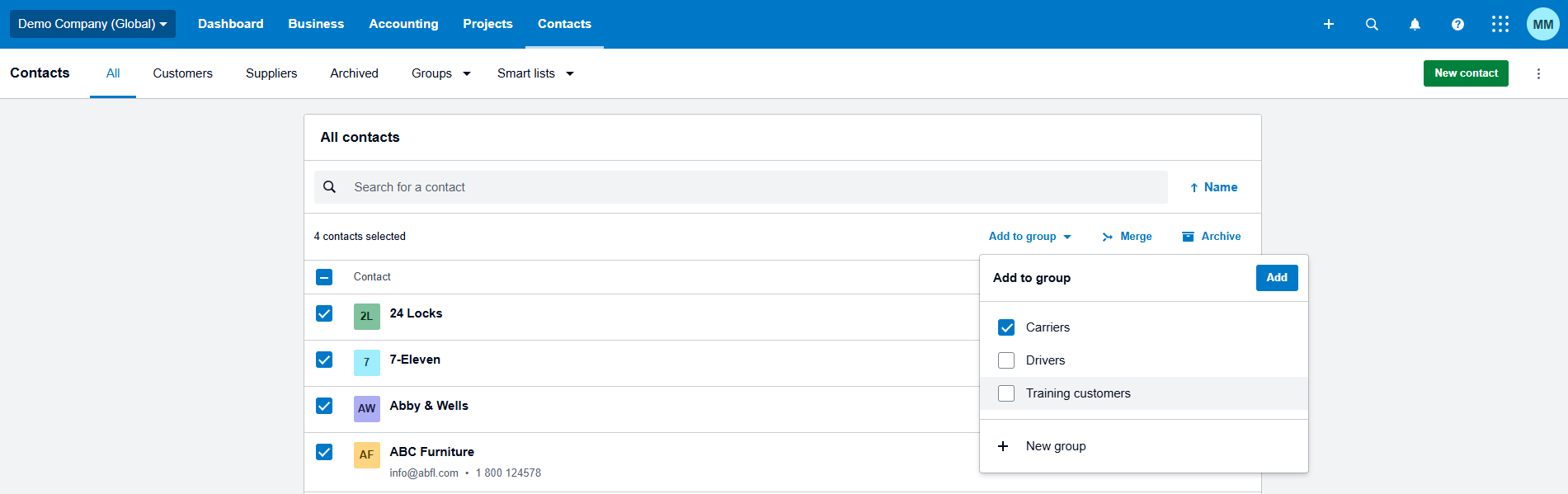 Assign Contacts to Groups in Xero