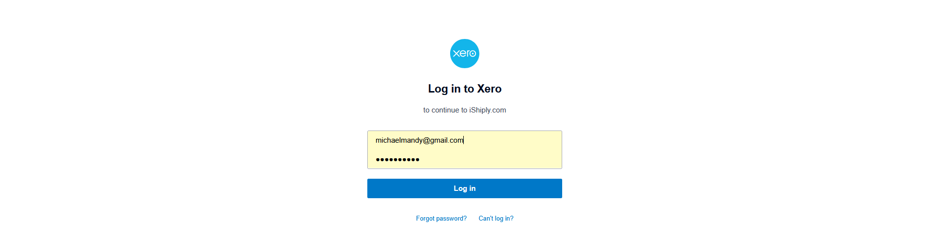 Xero Login Page