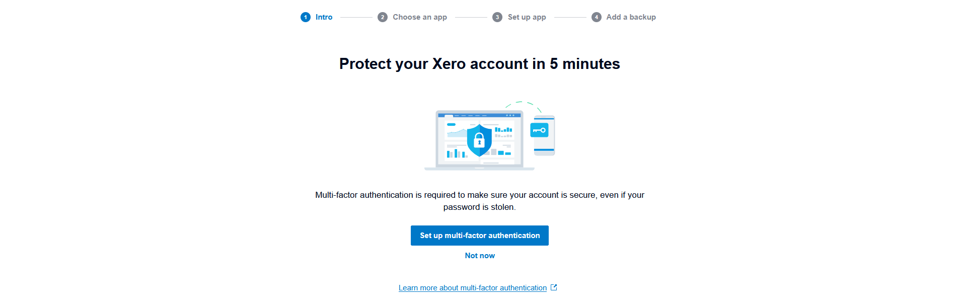 Xero MFA Page